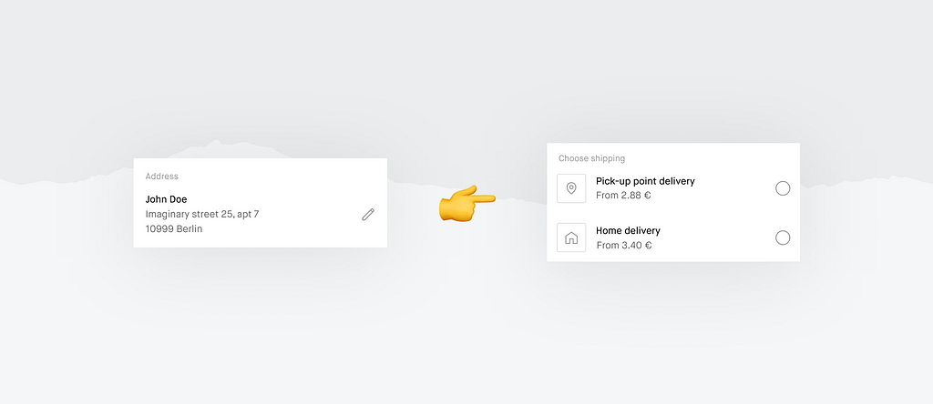 Visual explaining that shipping address was mandatory for all users in checkout.