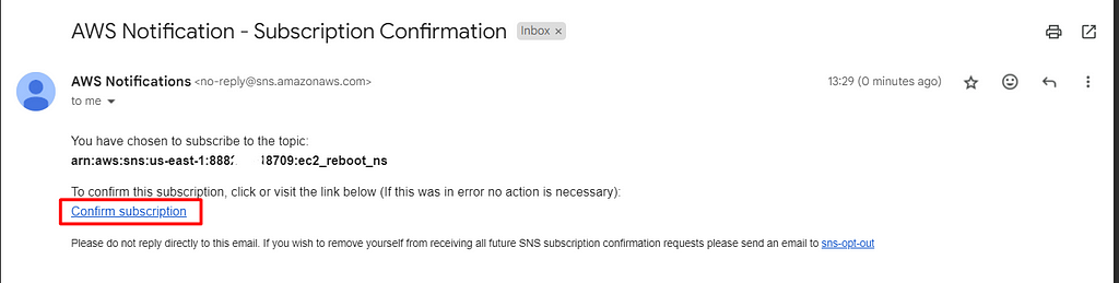 SNS Subscription Email Verification