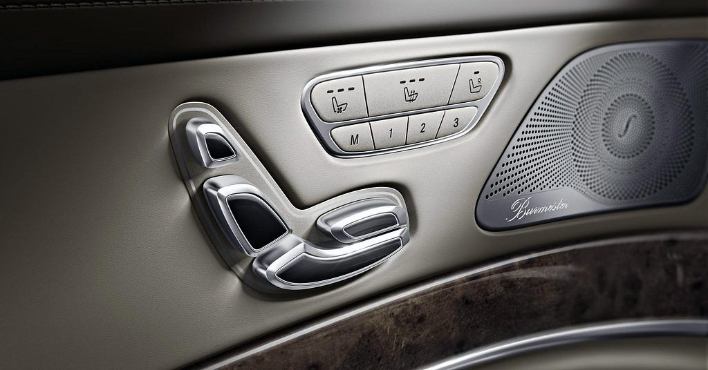 The seat adjustment control in a Mercedes.