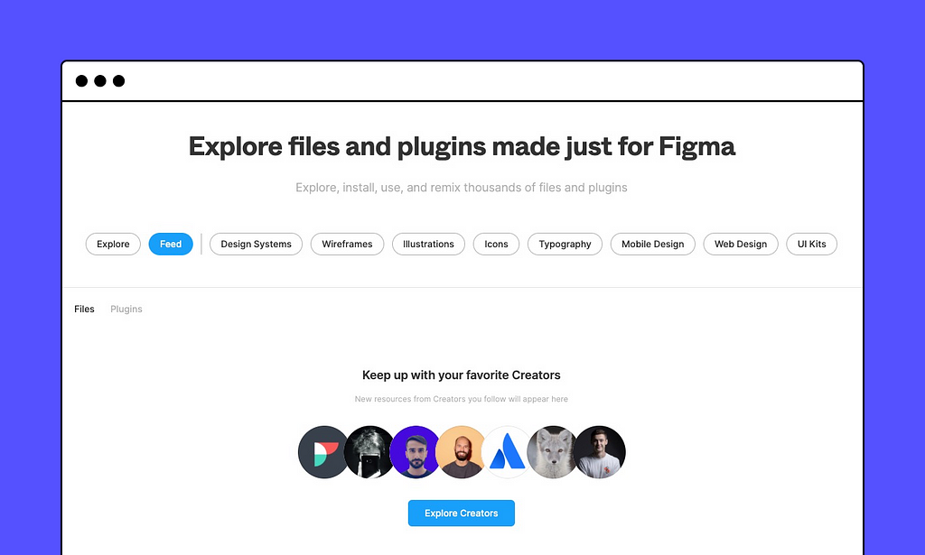 A screengrab of the explore screen of Figma Community