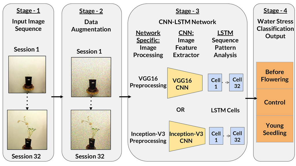Deep learning pipeline for water stress classification from plant shoot images