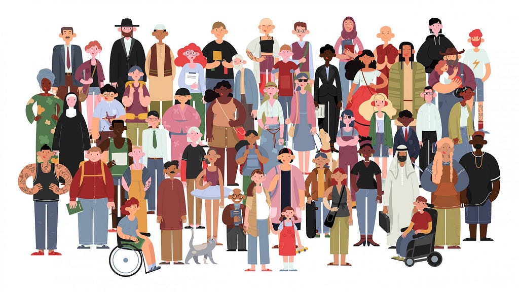 A large image of diverse people of almost all races and with different needs and abilites