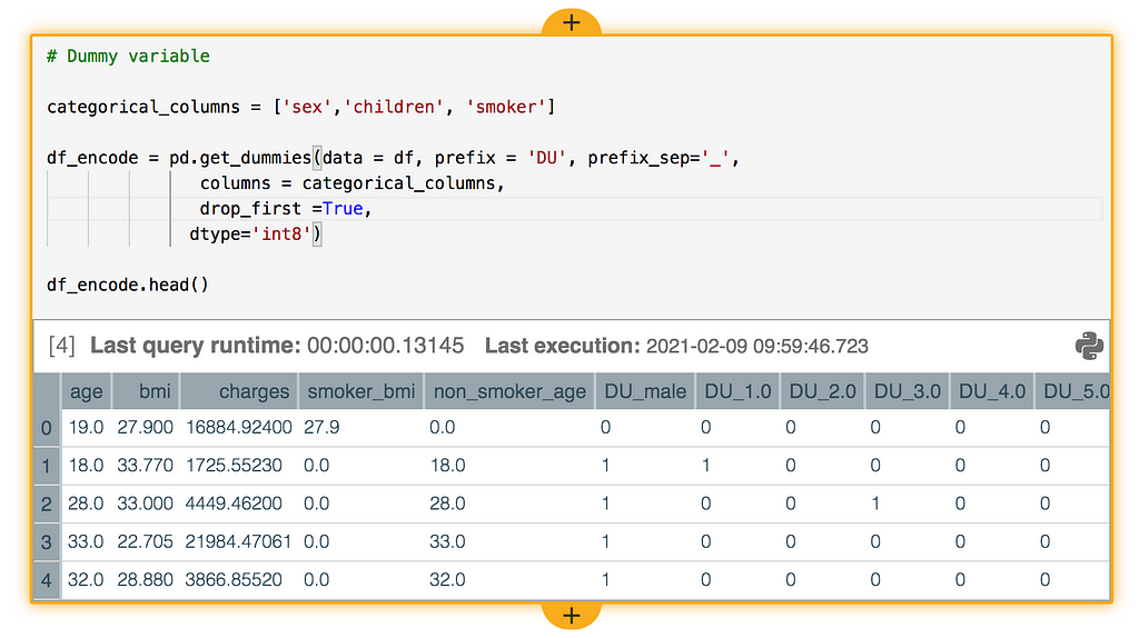 The Record Evolution data science workbook: table view