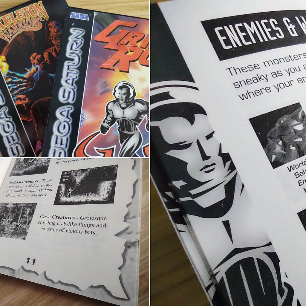 Photographs of the Skeleton Warriors and Grid Run game manuals