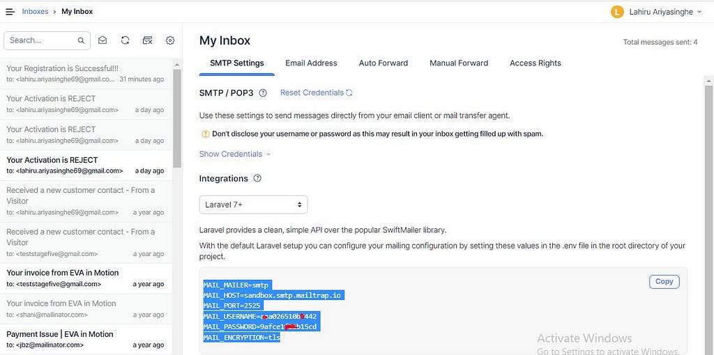 Create a MailTrap Account