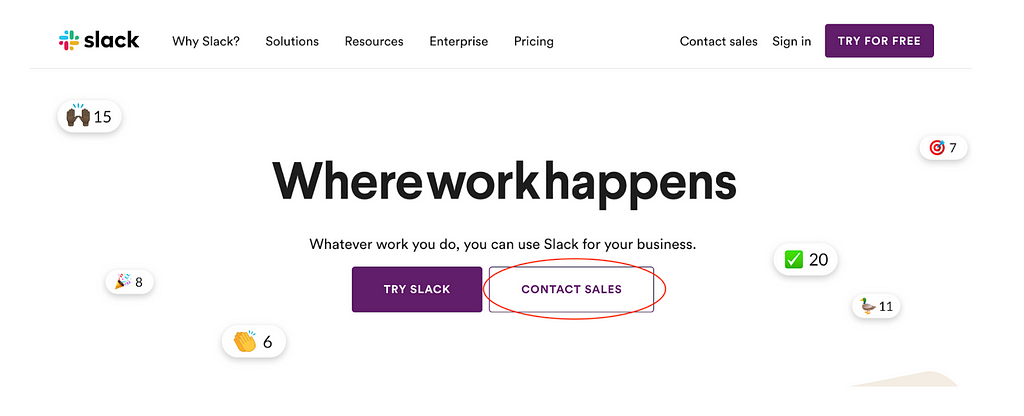 Slack landing page optimization