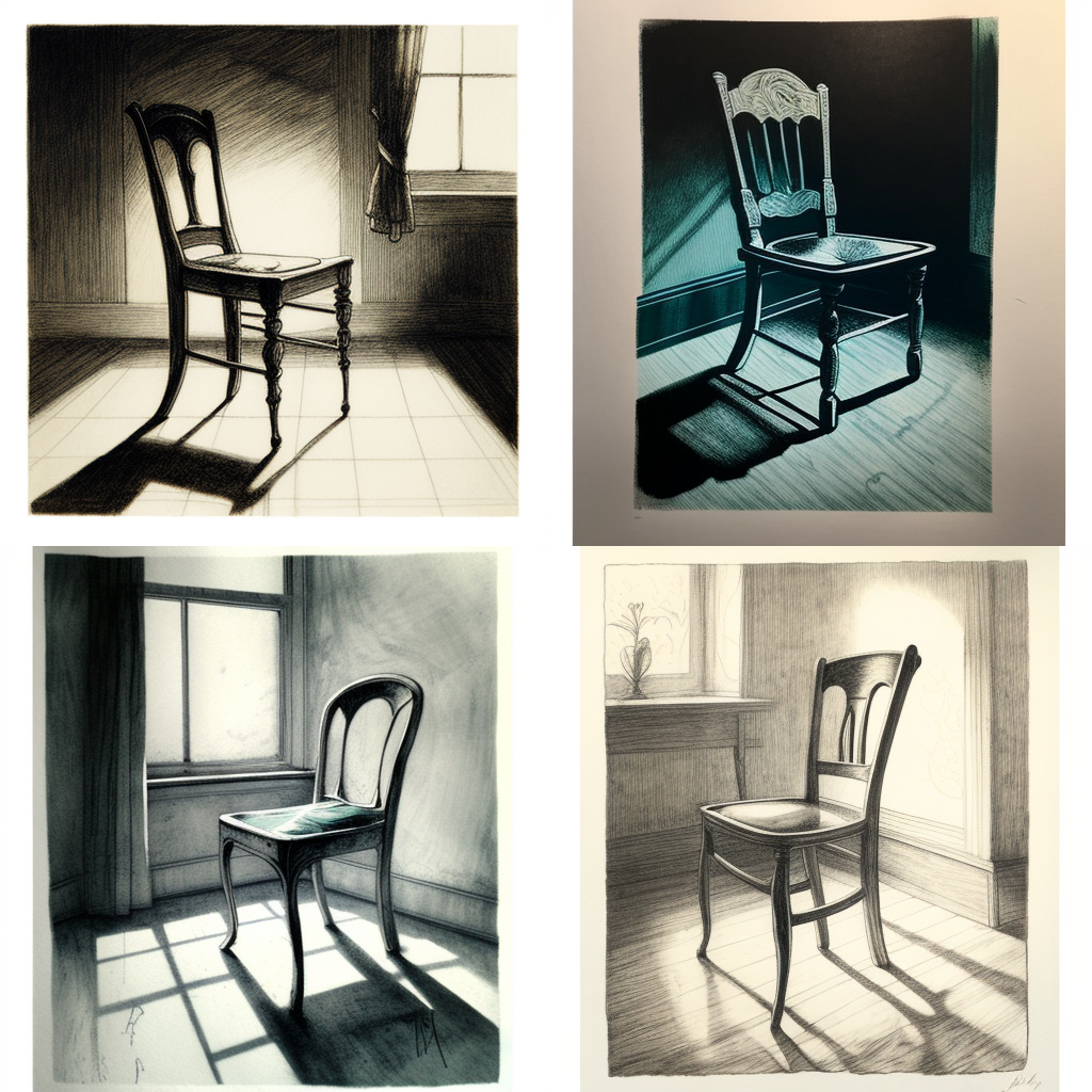 chairs, drypoint