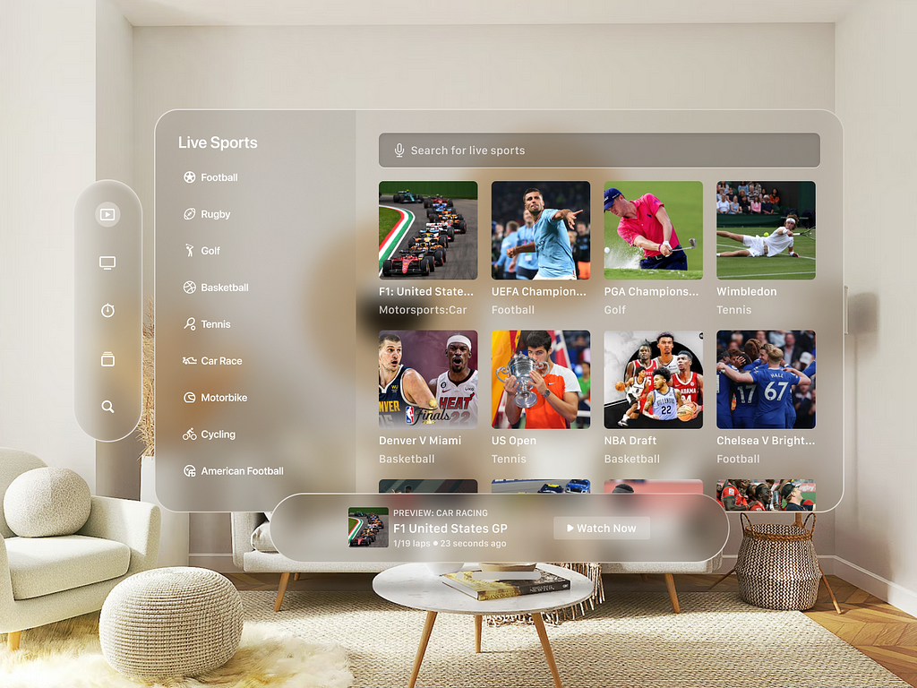 sport streaming on Apple Vision Pro