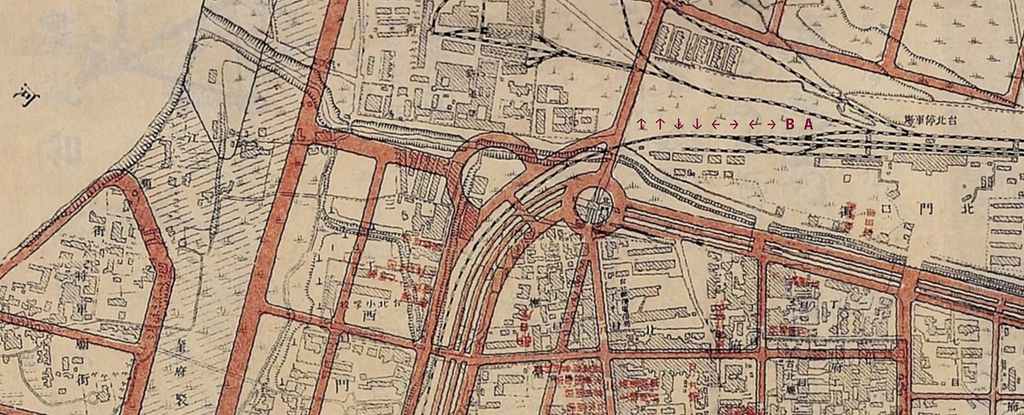 公元 1907 時的臺北西區門戶計畫地圖比對 (Taipei West District Plan Map, CE 1907)