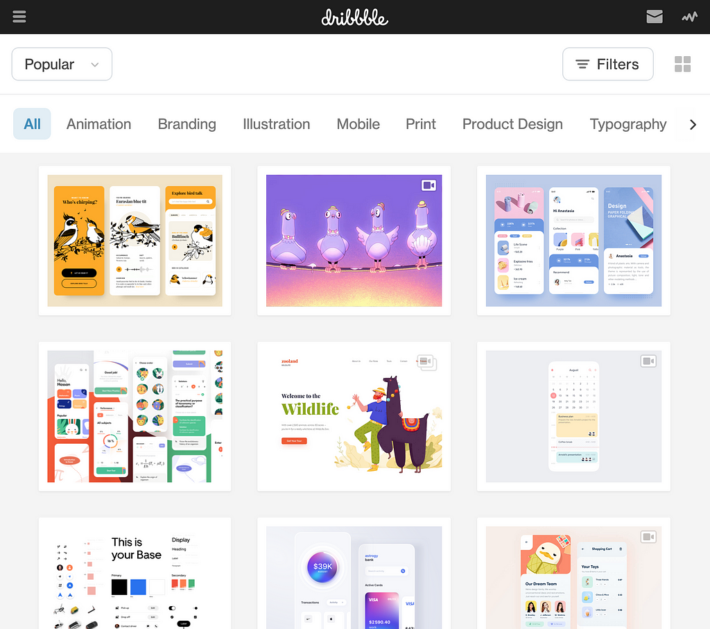 Dribbble.com website design