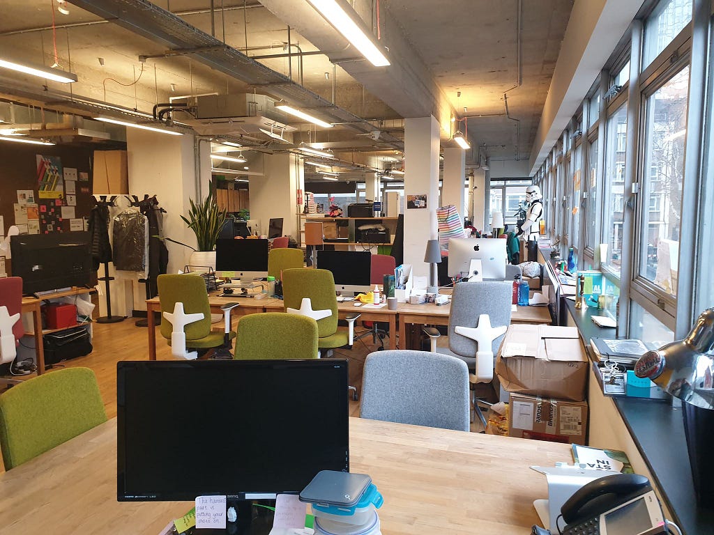 The Trampery Old Street workspace, completely deserted during the coronavirus outbreak