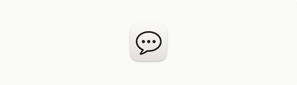 An icon of a speech bubble in an rounded rectangle.