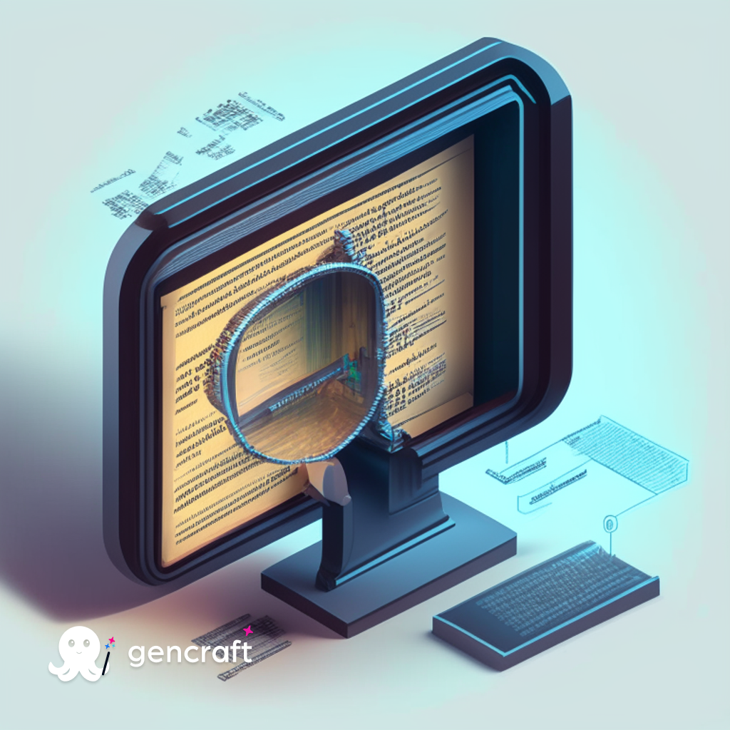 A digital magnifier researching programming source code.