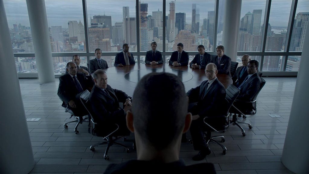 Scene of a boardroom from the TV show Mr Robot.