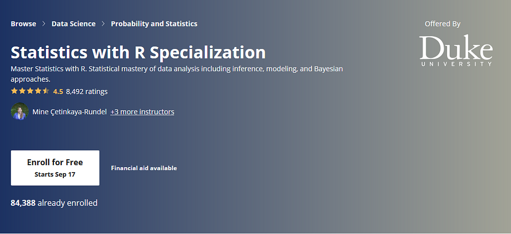 best Coursera course to learn Statistics with R