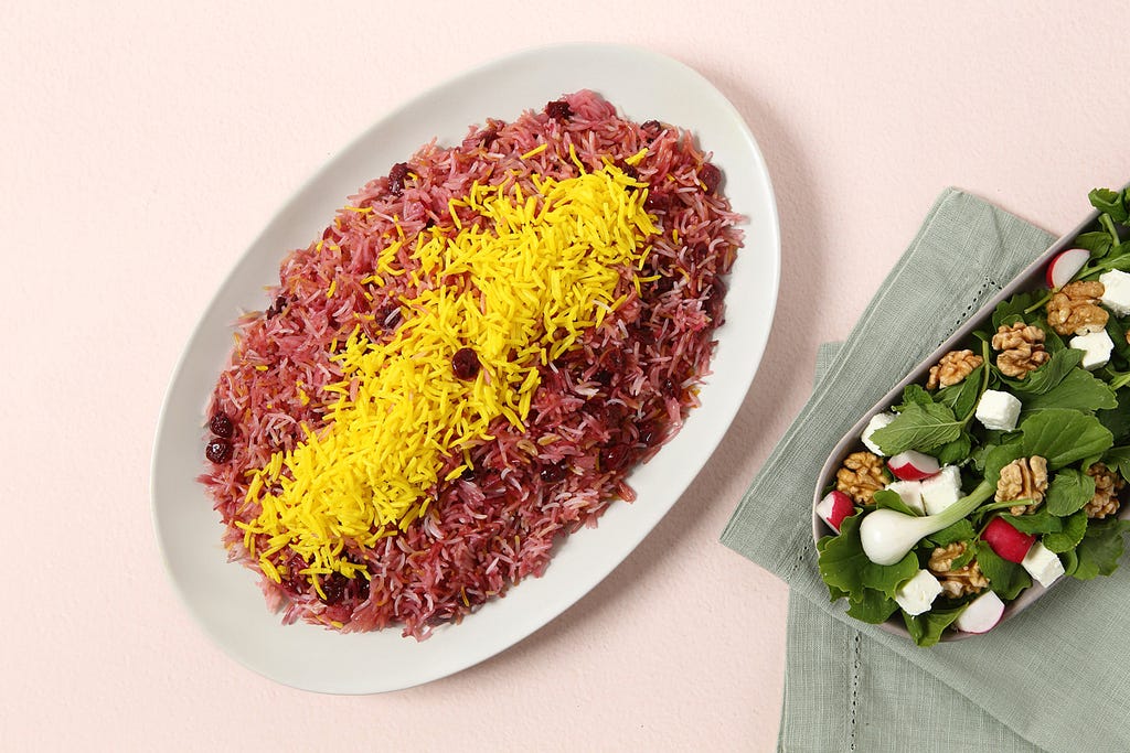 A dish of Albaloo Polo | Persian cherry rice