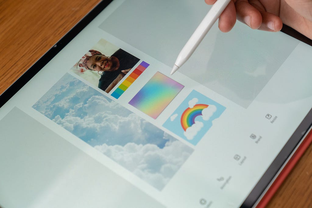 Image of an iPad with a template in Adobe Express open.