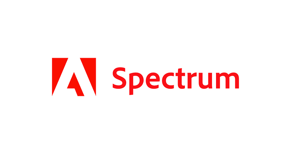 Abode Specturm logo. Red text on a white background