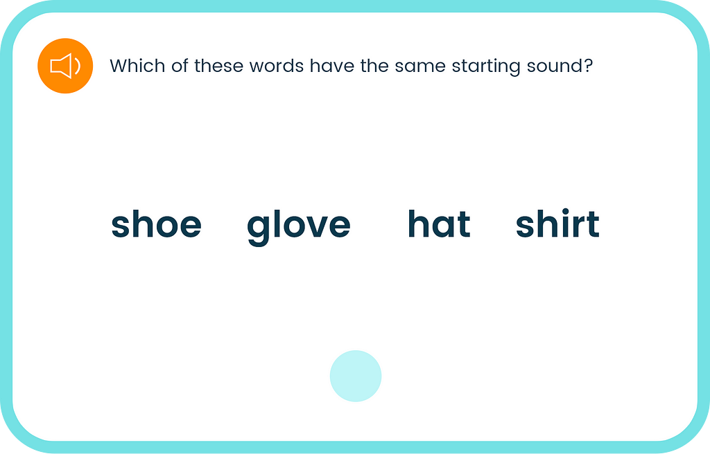 An image of a voice-enabled phoneme matching exercise.
