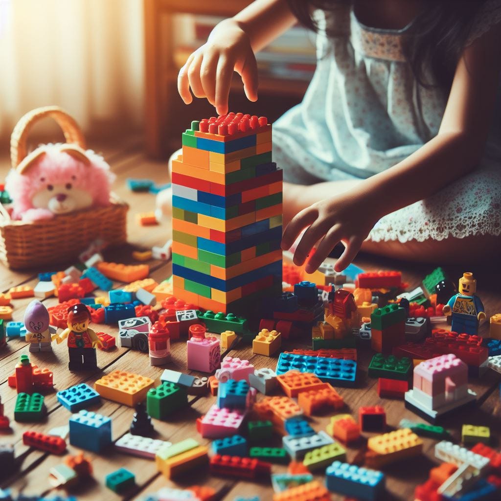 picture of a girl playing with lego blocks