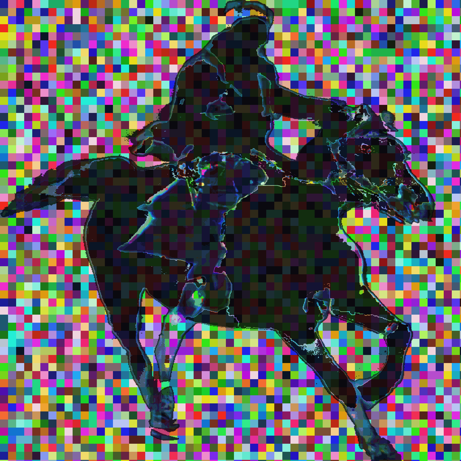 Picture of a black rider on a pixel background bringing the message of love to someone