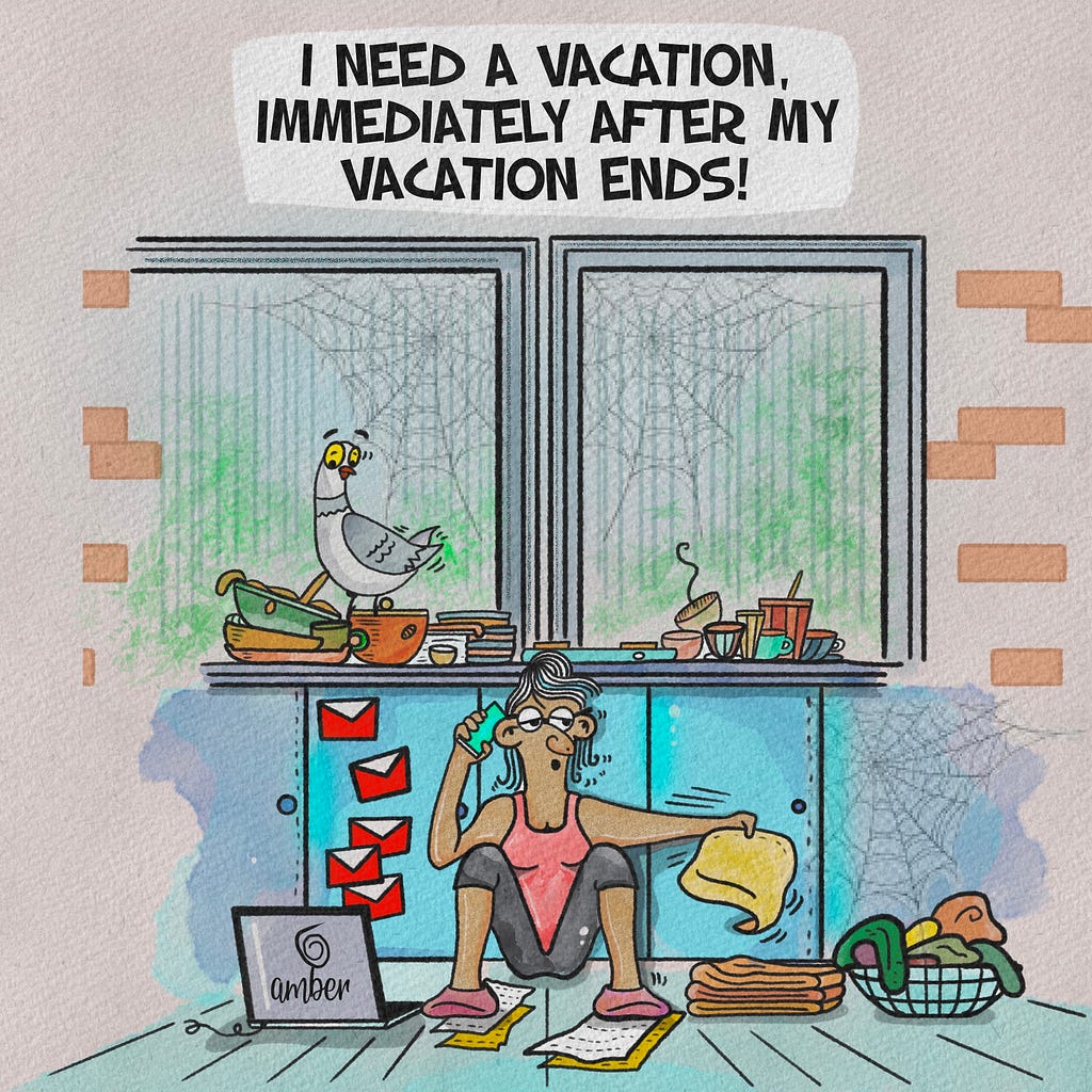 Cartoon on the vacation hangover!