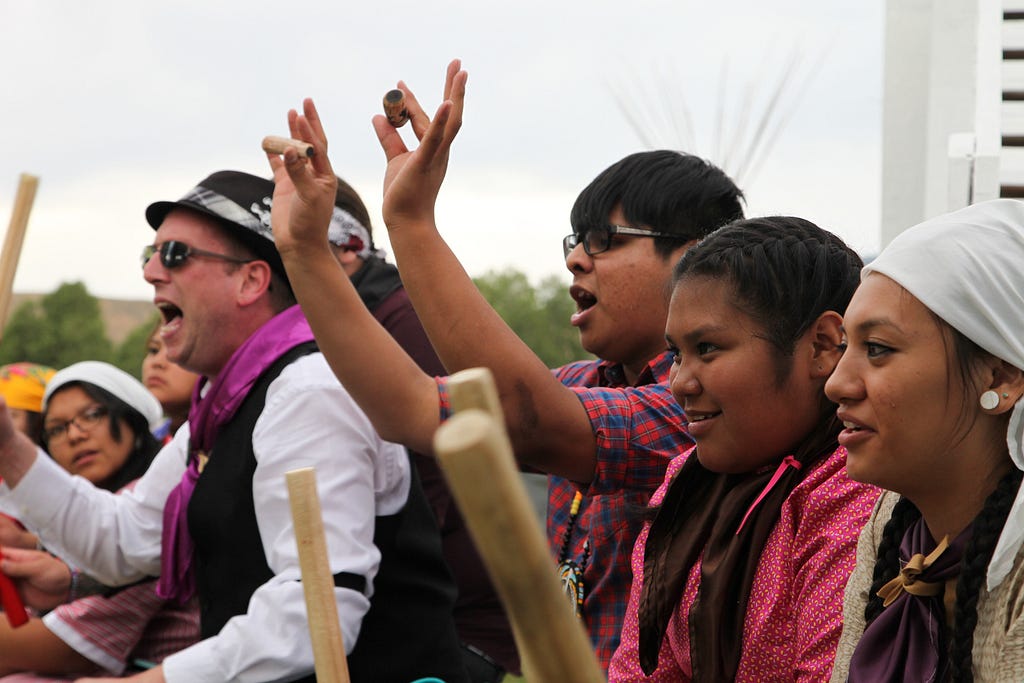 Shoshone people playing Native American Handgame