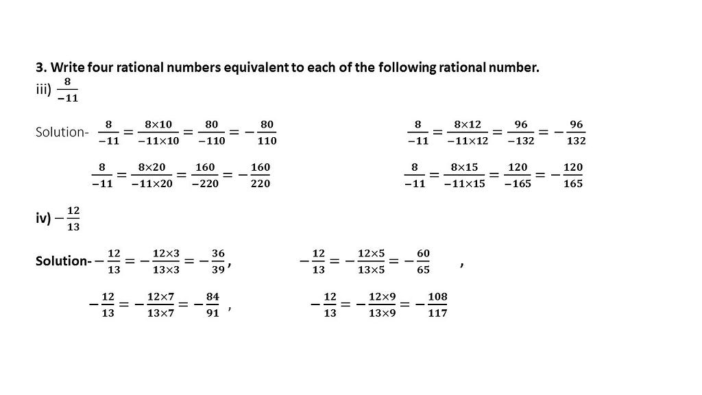 Equivalent Rational Numbers Questions and Answers