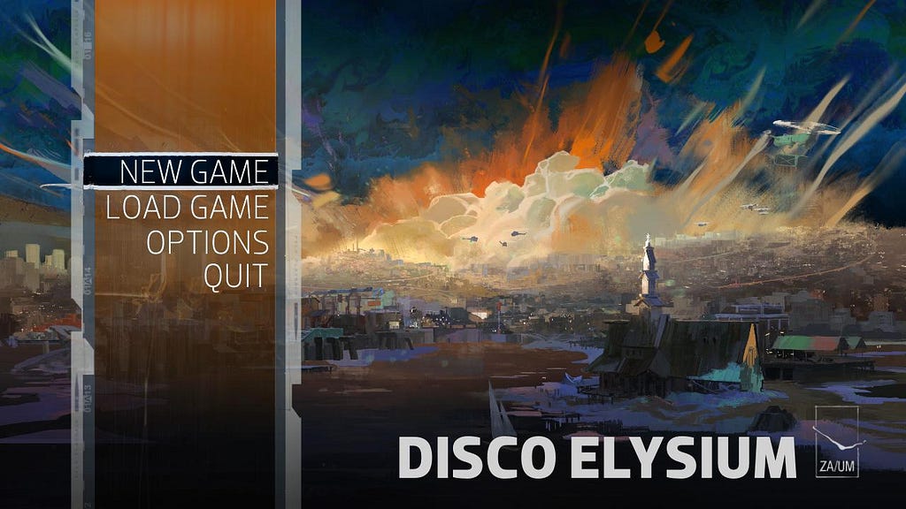 Illustration of the world of Disco Elysium