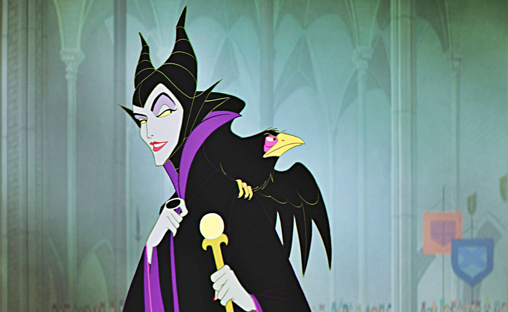 Maleficent and Diablo, her pet raven.