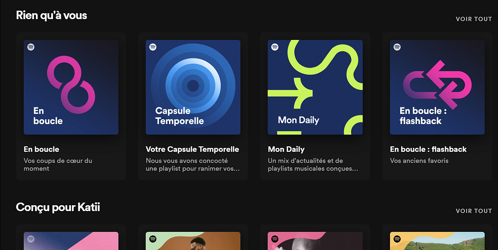 Spotify personalised playlists