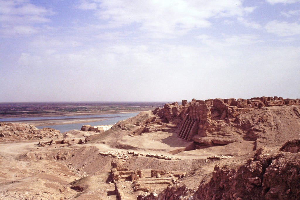 Excavation of Dura-Europos in Syria on the Euphrates River; very dry looking.