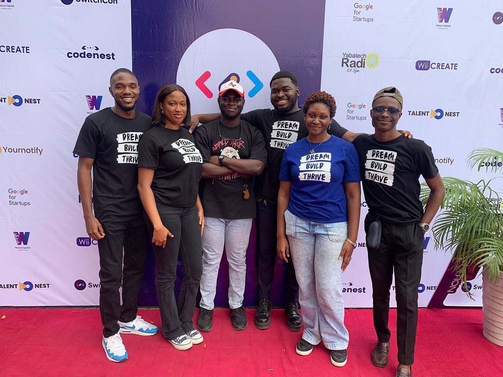 A group photo of some volunteers at a tech conference in Lagos, Nigeria, in October 2023