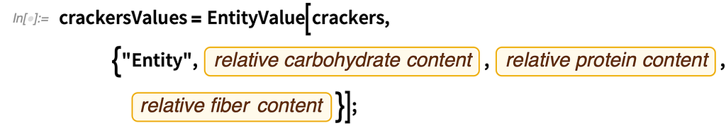 Additional values such as carbohydrate content added to the crackers code