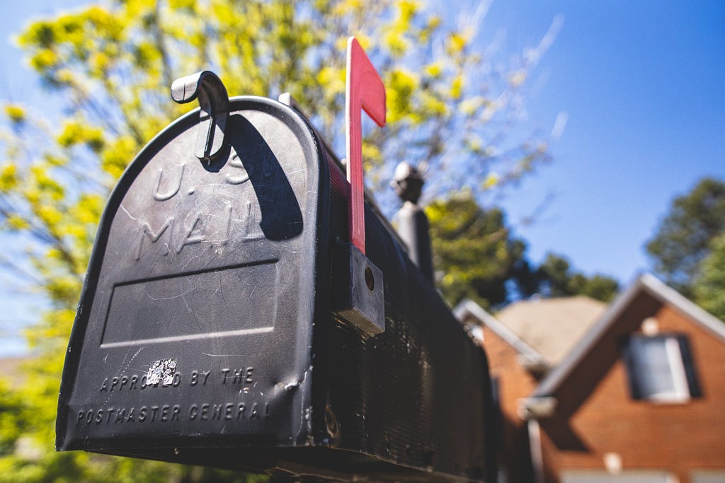 A mailbox outside of a home in the United States