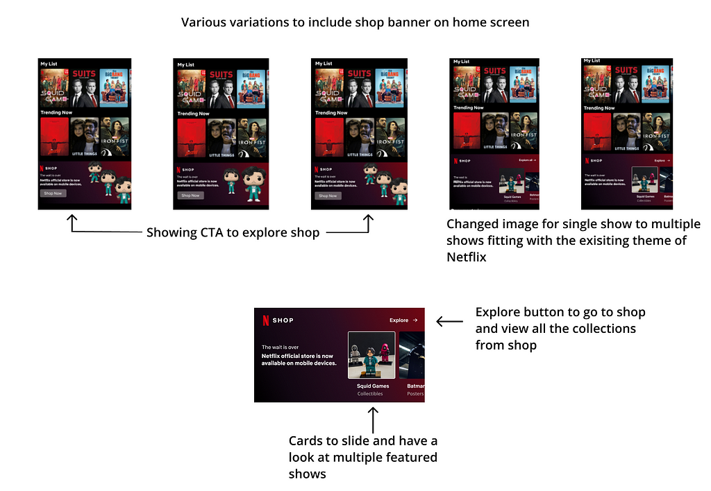 Netflix home screen — card variations