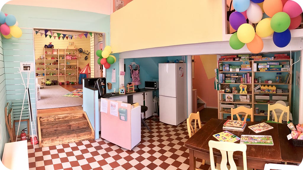 Färgglatt och lekfullt kök med ballonger