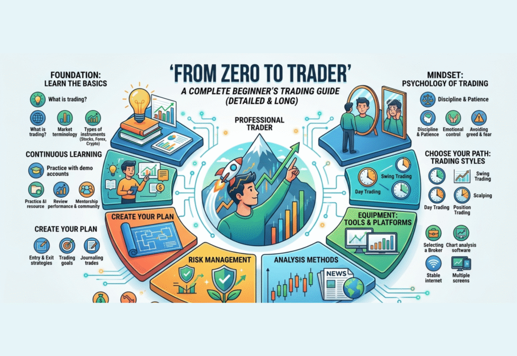 From Zero to Trader: A Complete Beginner’s Trading Guide (Detailed & Long)