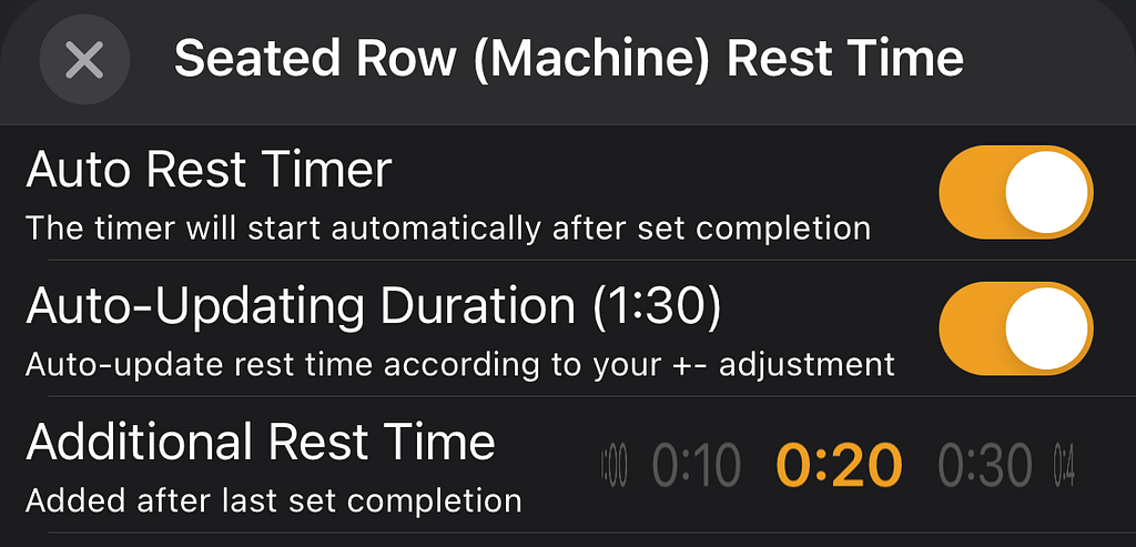 The rest time is set to auto-update by default.