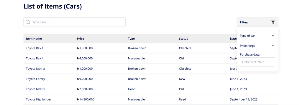 A picture showing custom dropdowns that were created using groups, text, icon and input elements, and a group focus