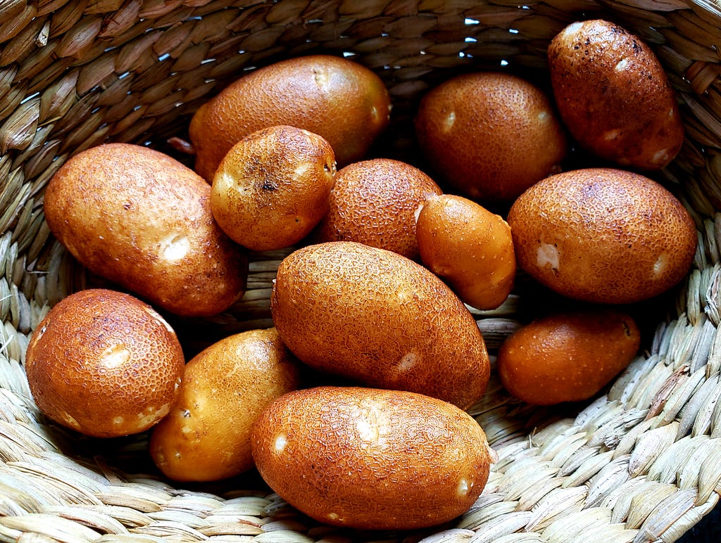 A basket of potatoes
