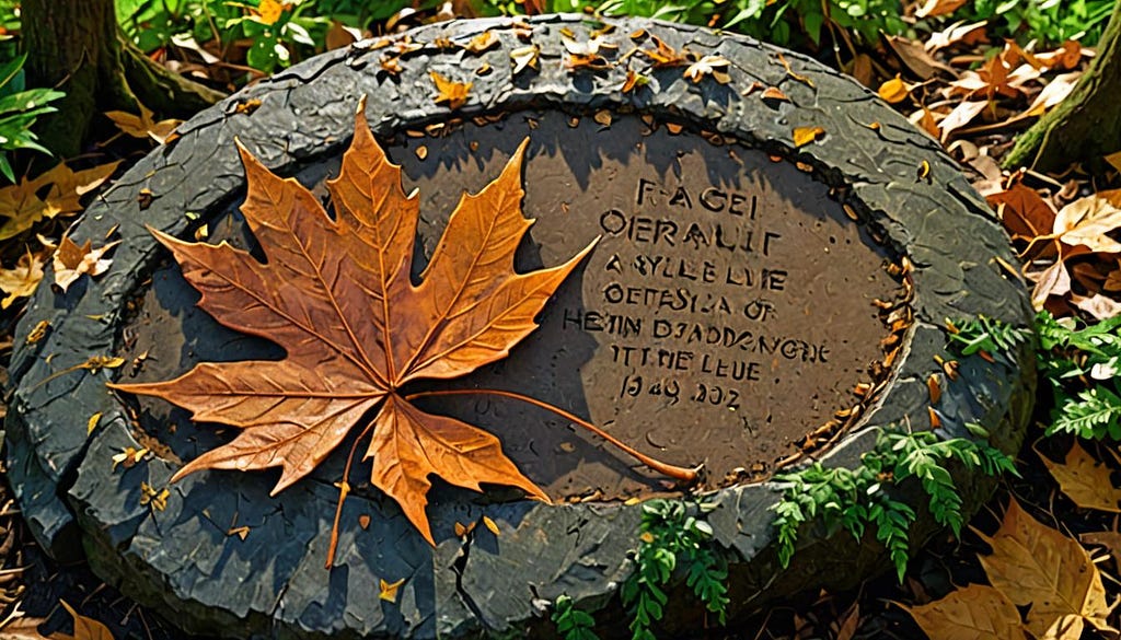 Fallen Leaf on a stone plaque