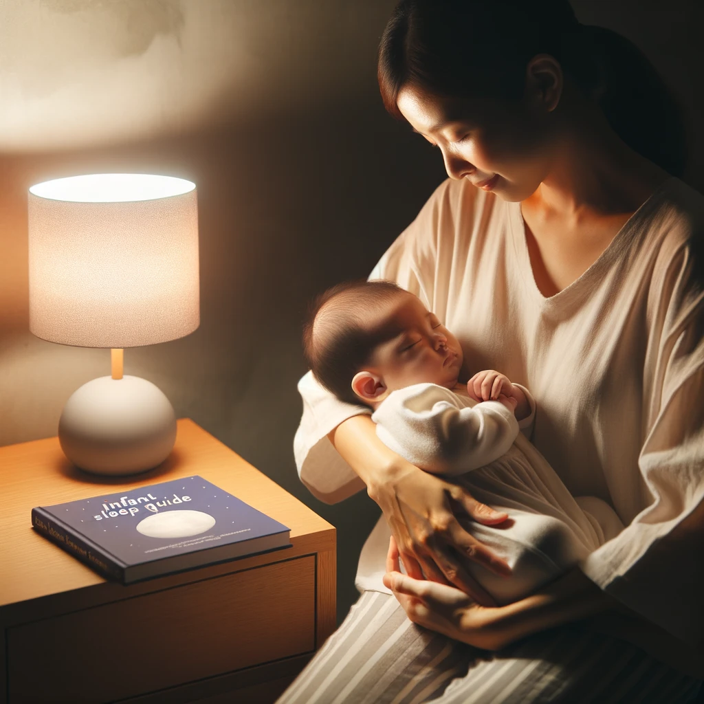 Mother comforting her baby during nighttime for better sleep