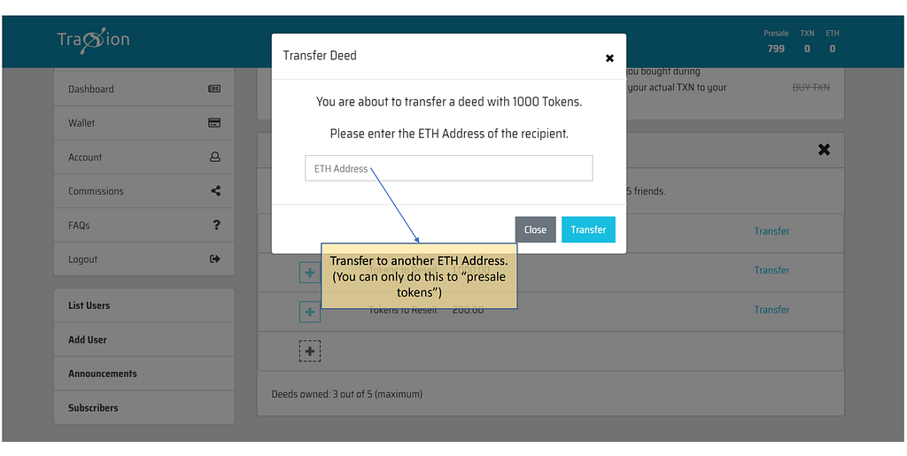 Traxion special pre-sale token feature Traxion special pre-sale token feature