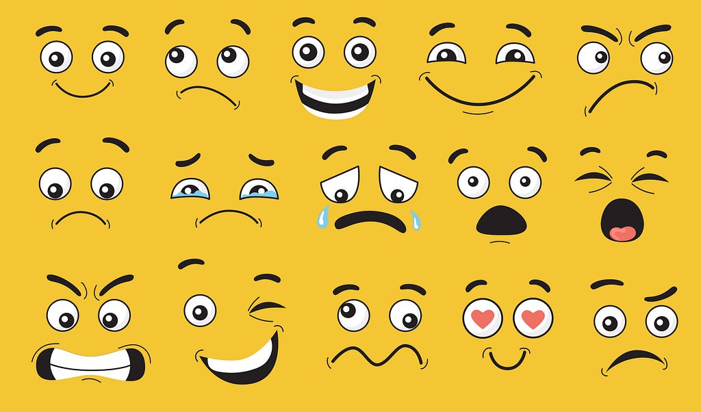 cartoon image of different emoji reactions