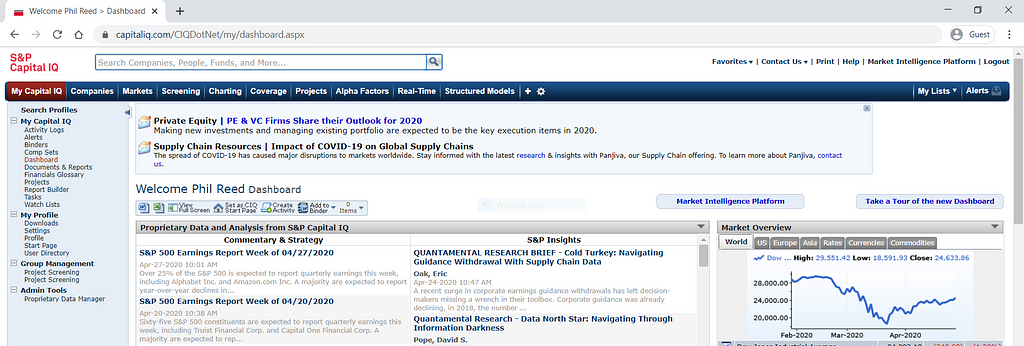 Capital IQ home page