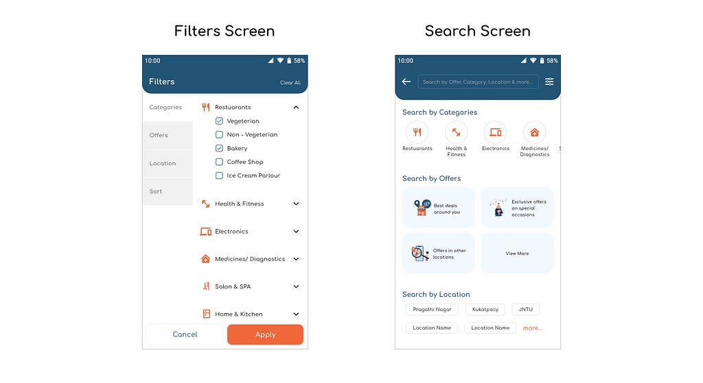 Filters & Search Screens