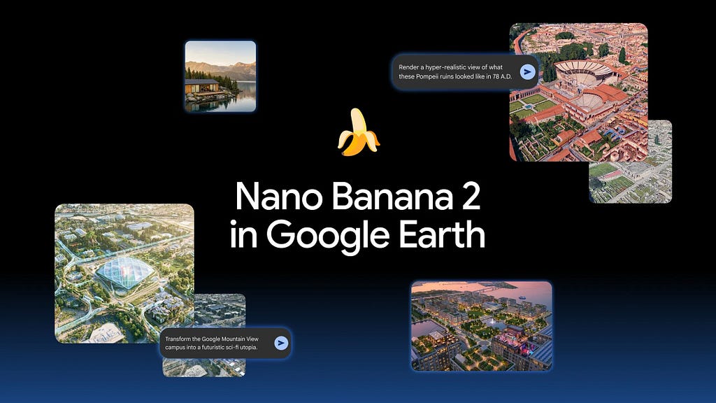 Google launched and quickly suspended a controversial AI image-generation feature for Google Earthpowered by its “Nano Banana” technology. The tool allowed users to type text prompts to superimpose custom AI visuals over real satellite maps, but it was pulled within 48 hours following severe backlash over deepfakes and disinformation. The image shows the Google blog introduction of the feature.