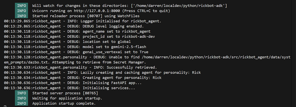 Starting the FastAPI application