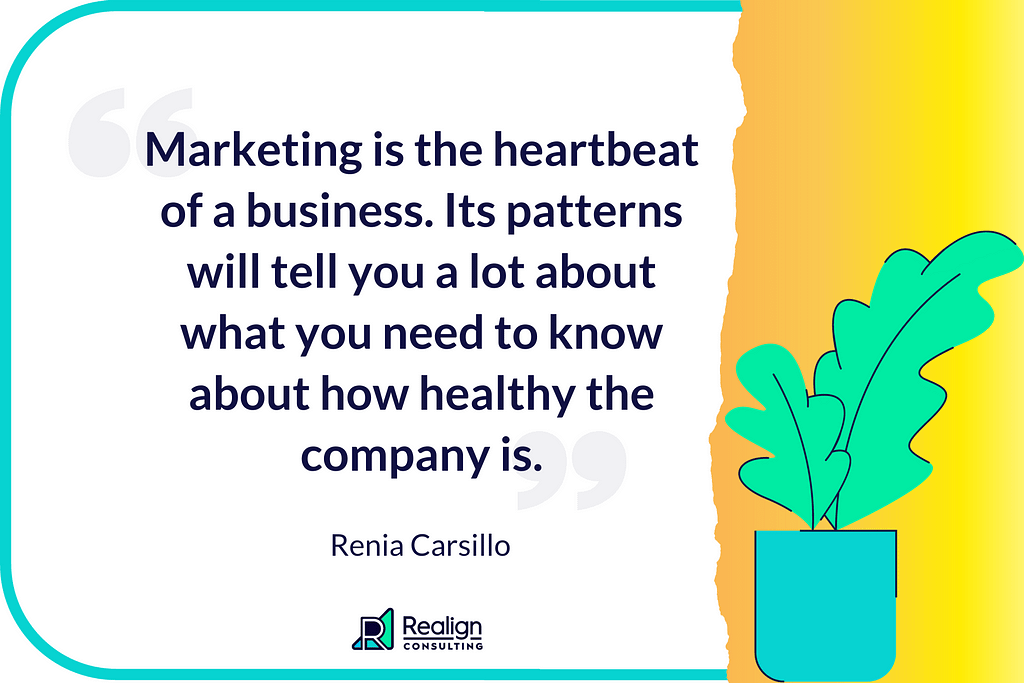 Number 29: Marketing is the heartbeat of a business. Its patterns will tell you a lot about what you need to know about how healthy the company is.